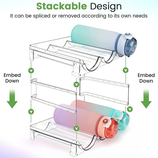 Water Bottle Organizer for Cabinet, Water Bottle Storage Organizer, 2 Packs Water Bottle Storage Rack, Water Bottle Holder for Cabinet, Stackable Water Bottle Storage Rack
