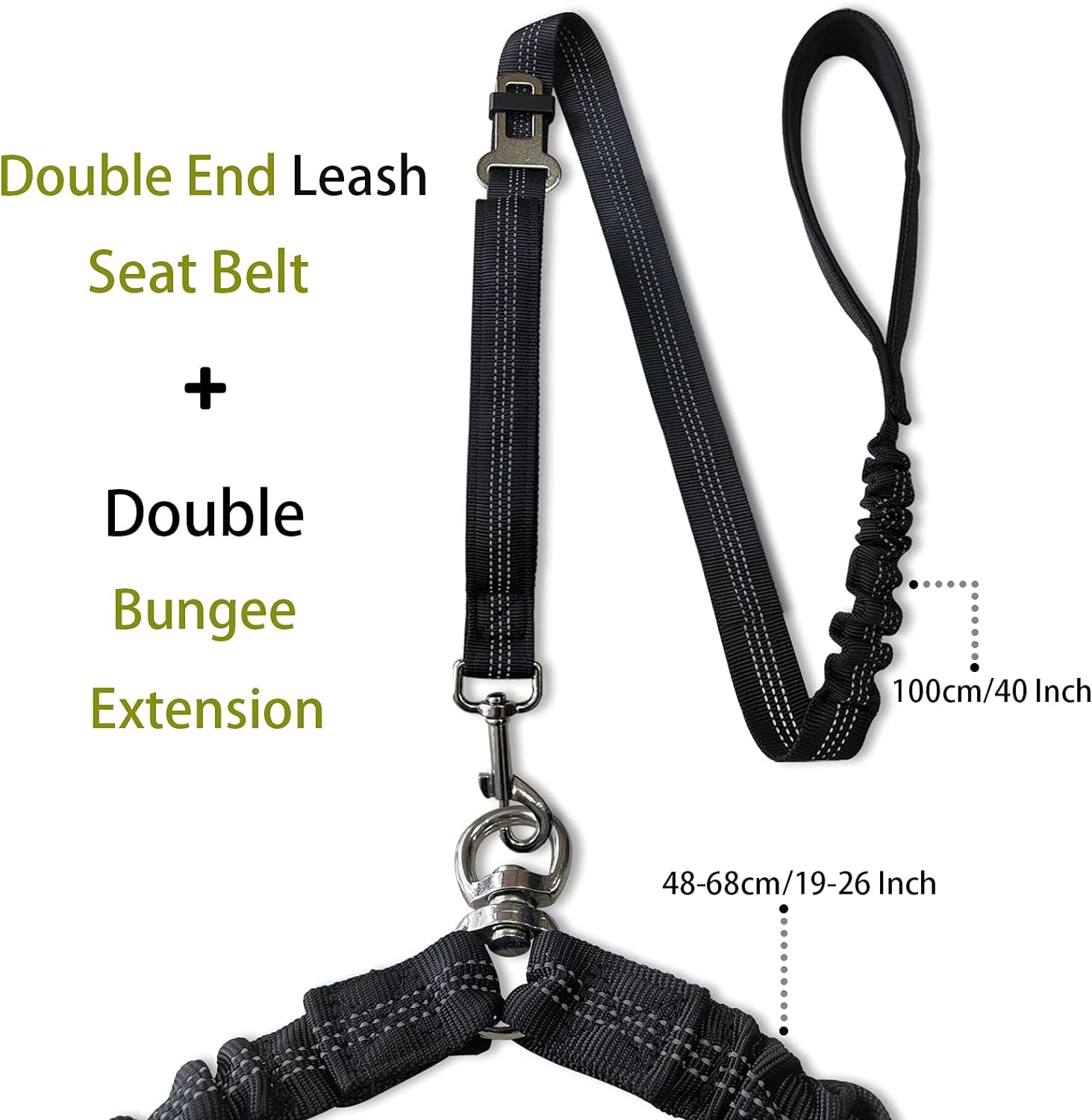 Double Dog Leash - Dual 360 No Tangle Two Dogs Leash for Small to Large Dogs - Adjustable, Tangle Free (Black)