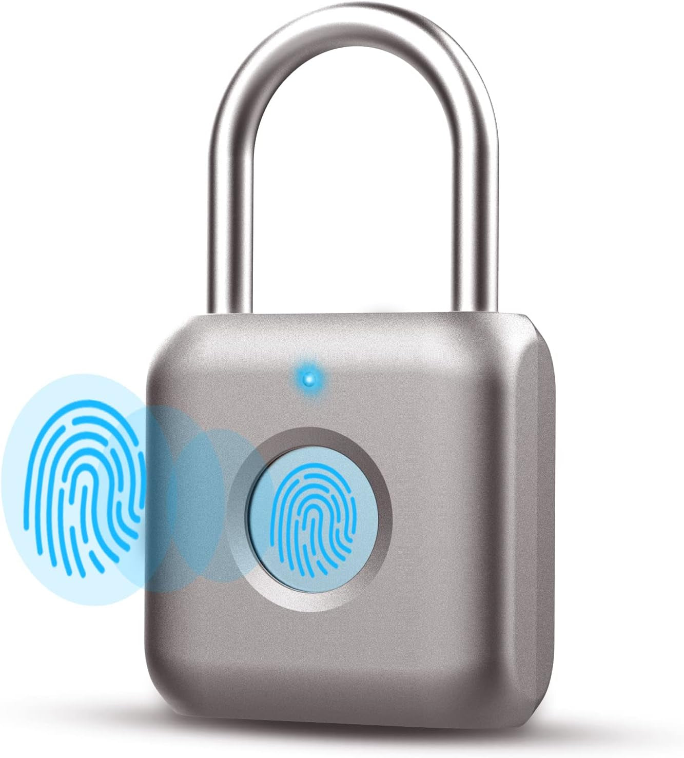 Fingerprint Padlock , Locker Lock, Smart Padlock, Weatherproof Outdoor Padlock, Smart Touch Lock Suitable for Gym, Bike, School, Fence and Storage, Padlock Portable USB Rechargeable (Gray)